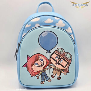 Loungefly Disney Pixar Up Young Carl & Ellie Blue Mini Backpack New